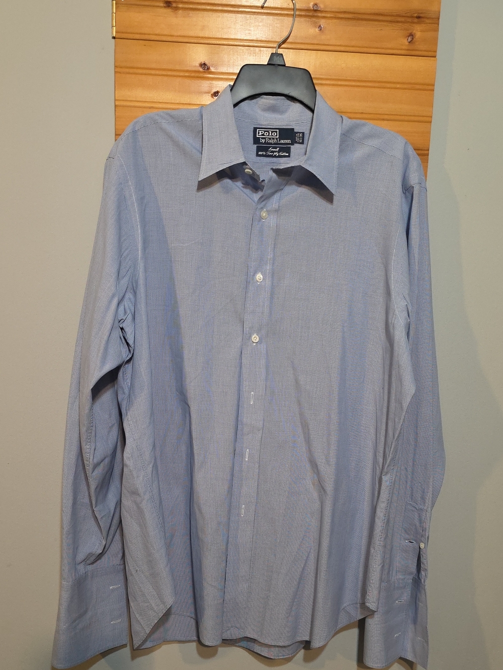 Polo Ralph Lauren Lowell Light Blue Dress Shirt Spread Collar Two-Ply Cotton